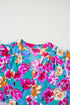 Green Rose Floral Print Ruffled Short Dress
